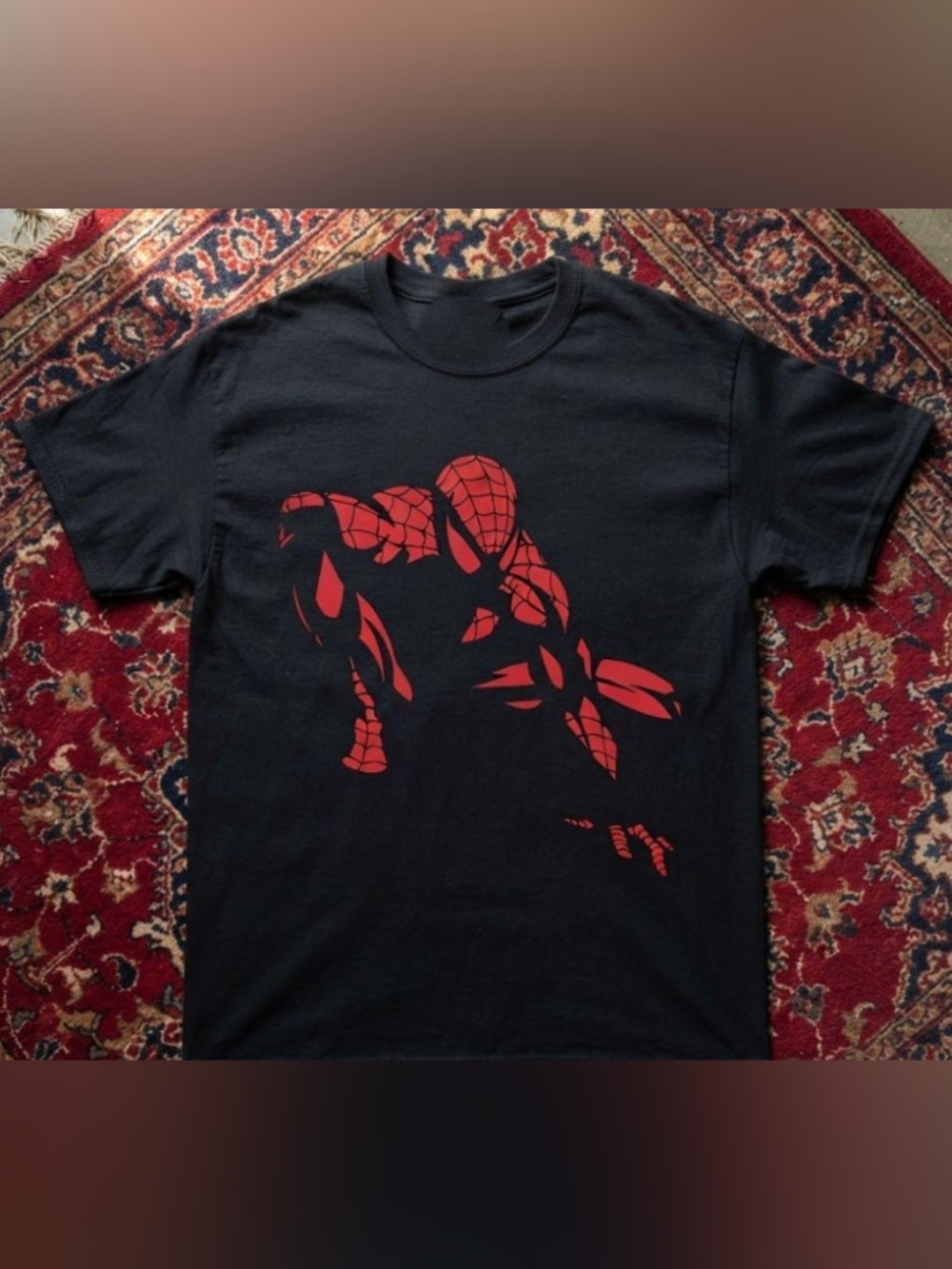 Gildan Black Short-Sleeve Tee with Red Spider Graphic
